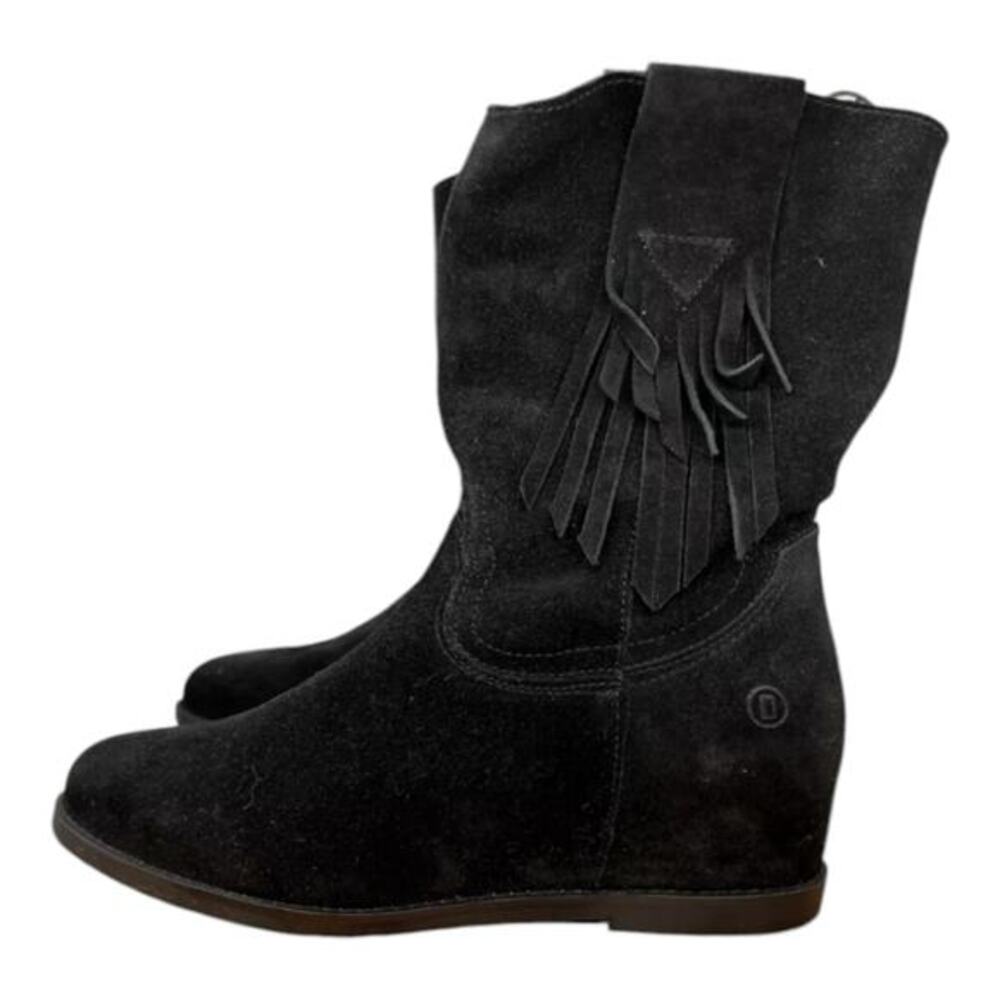 Dingo KELSEY Boots Women's 6.5 Black Fringe Mid Calf‎ Hidden Wedge DI901